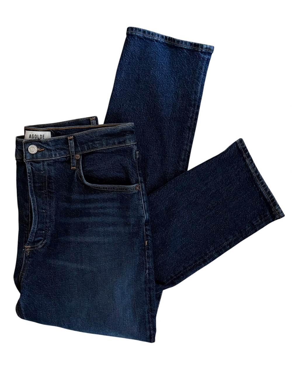 Agolde Riley Long blue denim straight leg jeans size 29 Style A9090B-1255